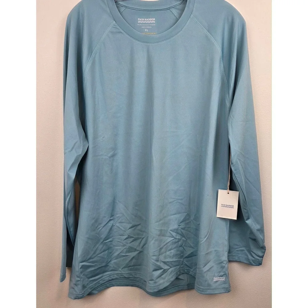 Fair Harbor Mens Rashguard Bay Blue XL UPF 50 Long Sleeve Swim Shirt Beach NWT